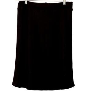 Downeast Black Ribbed Stretch Midi Skirt Stretchy Waist Band Size Large